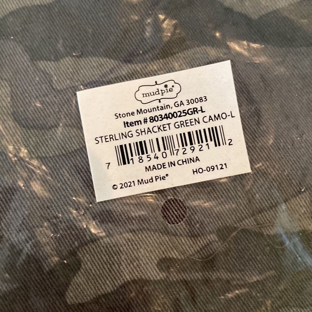 Mud Pie STERLING SHACKET green camo | size large - Picture 6 of 7